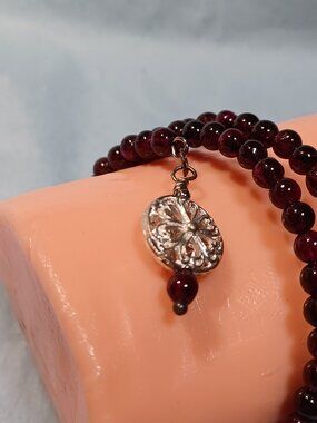 Lucious Deep Dark Cherry Colored GARNETS -  Memory Wire Bracelet